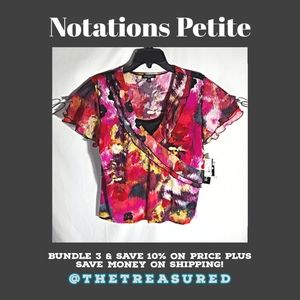 Notations petite ruffle neck camisole look